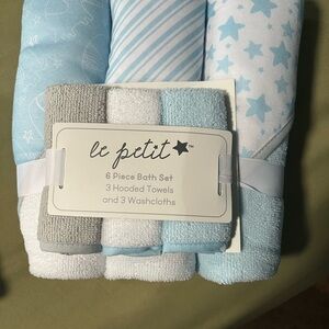 Baby Blue & Gray 6-Piece Bath Set - Hooded Towels & Washcloths